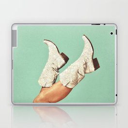 These Boots - Glitter Teal Green Laptop & iPad Skin | Cowgirl, Vertigo Artography, Texas, Legs, Disco, Shiny, Yeehaw, Rhinestonescrystals, Cowboy Boots, Bling 