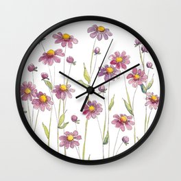 Pretty Mauve Daisies  Wall Clock