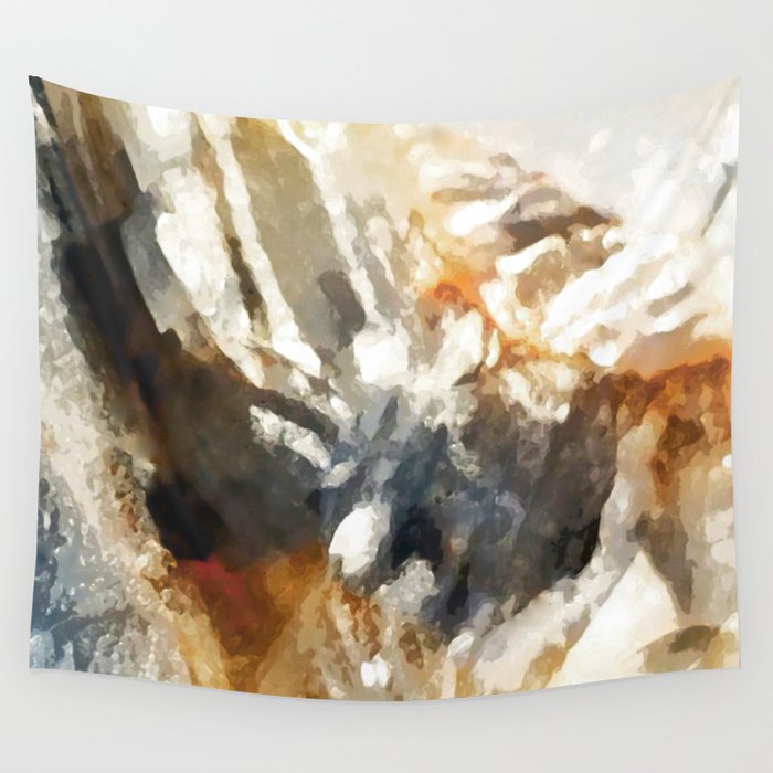 Splash: liquid abstract in black, white and brown Wall Tapestry
