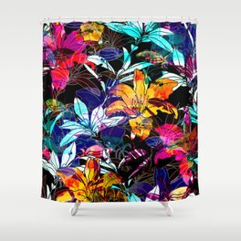 nature flowers and leaves watercolor seamless pattern background Shower Curtain