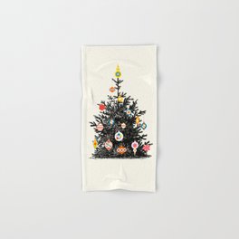 Retro Decorated Christmas Tree Hand & Bath Towel