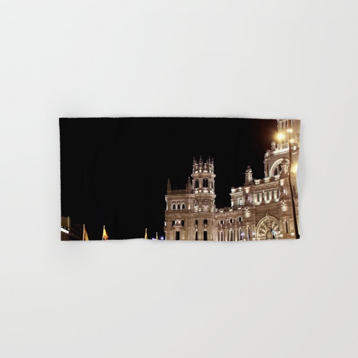 Spain Photography - Beautiful White Building In The Night Hand & Bath Towel