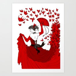 Red Butterfly Witch Art Print