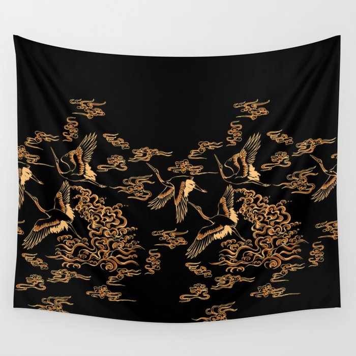 Crane and clouds Wall Tapestry