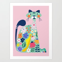 Daisies cat Art Print
