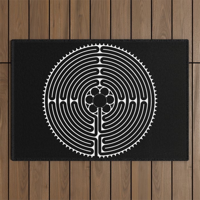 Cathedral of Our Lady of Chartres Labyrinth - Negative Outdoor Rug
