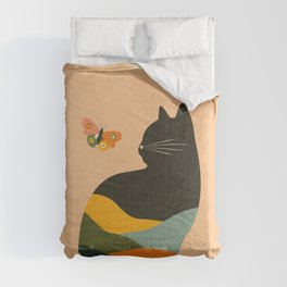 Abstract Cat and Butterfly Comforter