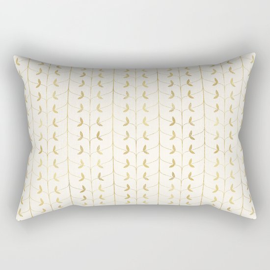 Gold Leaves Pattern Rectangular Pillow