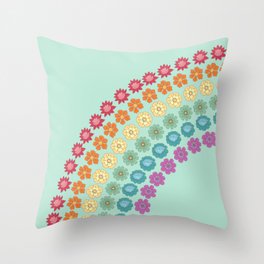 Boho flower rainbow Throw Pillow
