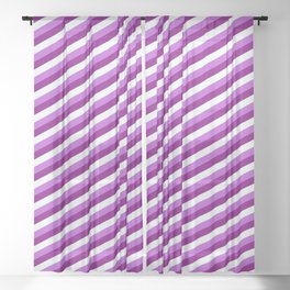 [ Thumbnail: Mint Cream, Orchid, and Purple Colored Stripes/Lines Pattern Sheer Curtain ]