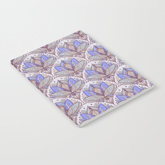 Art Deco Lotus Rising 2 - sage grey & purple pattern Notebook