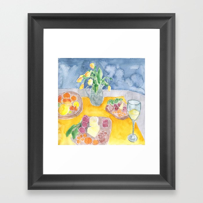 Still life in blue and yellow Framed Art Print