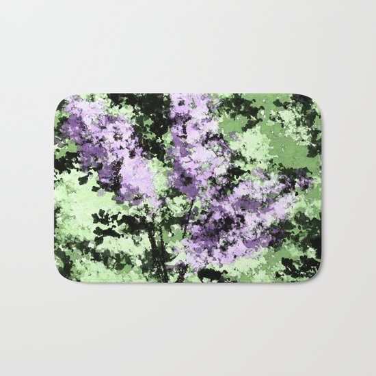 LILACS WATERCOLOR (abstract) Bath Mat