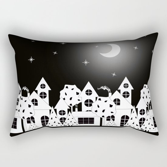 Fabulous houses, trees against the night sky. Rectangular Pillow