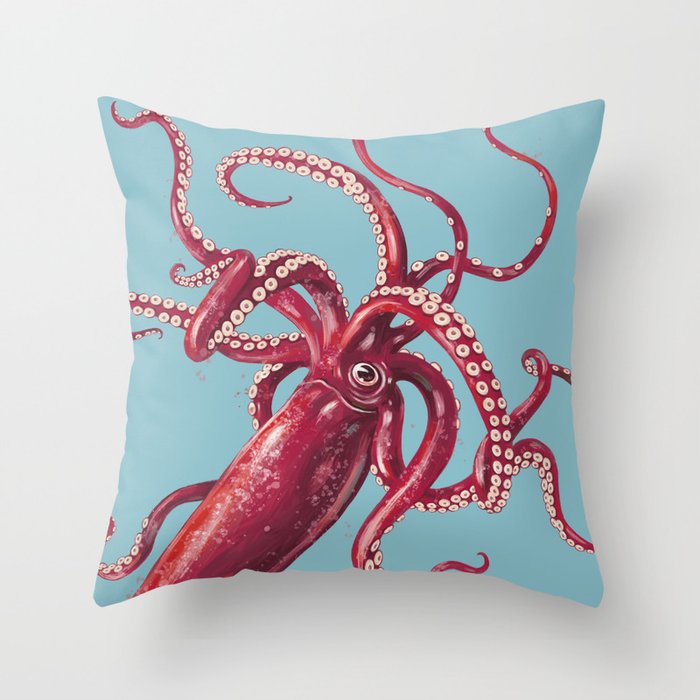 Giant Squid Throw Pillow