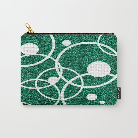 Circles on Green and Black Carry-All Pouch
