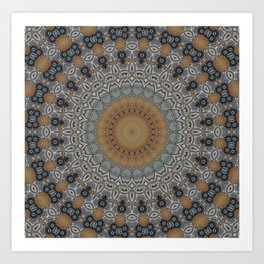 Abstract earthy browen floral mandala  Art Print