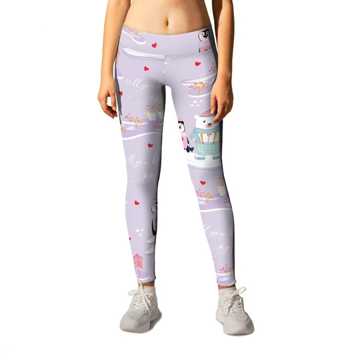 Will you be my Valentine? Leggings by Aara Inc