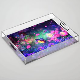 Floral garden paradise butterfly glow Acrylic Tray