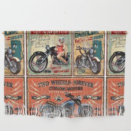 Set of vintage motorcycle metal signs.  Wall Hanging