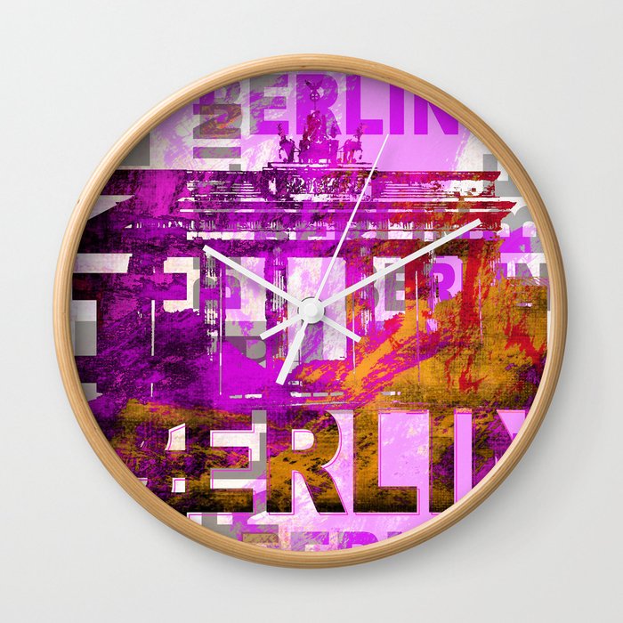 Berlin pop art typography illustration Wall Clock