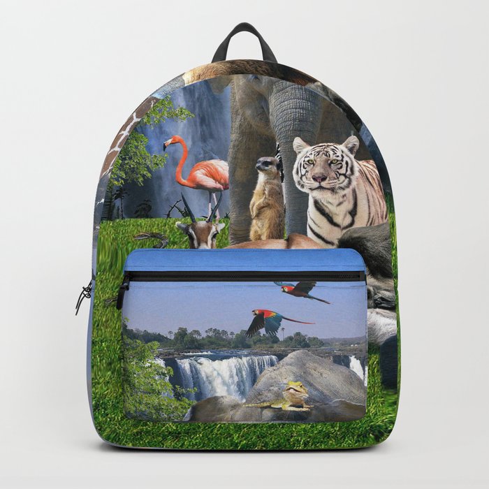 Animal Animals Rainbow Waterfall Group Scene Backpack
