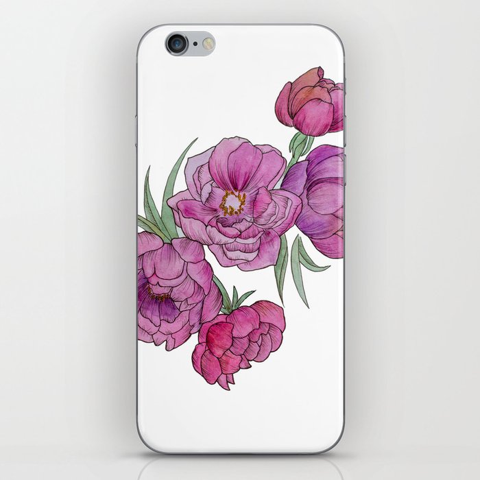 Peonies in Pink and Ink iPhone Skin