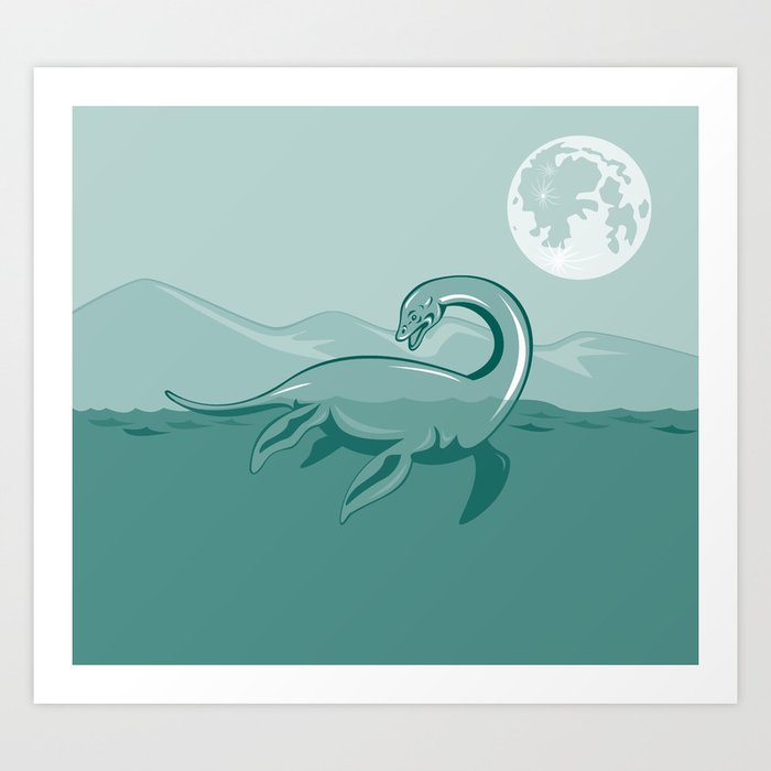 Loch Ness Monster Retro Art Print by patrimonio | Society6