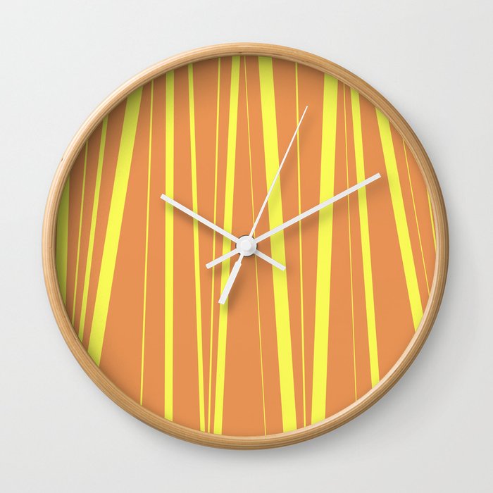 Orange And Yellow Stripes - Abstract Sunshine Wall Clock