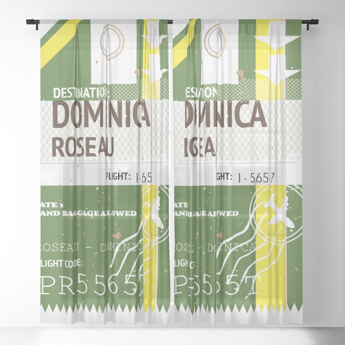 Dominica Roseau vintage travel ticket Sheer Curtain