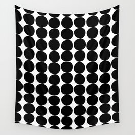 Midcentury Modern Dots Black and White Wall Tapestry