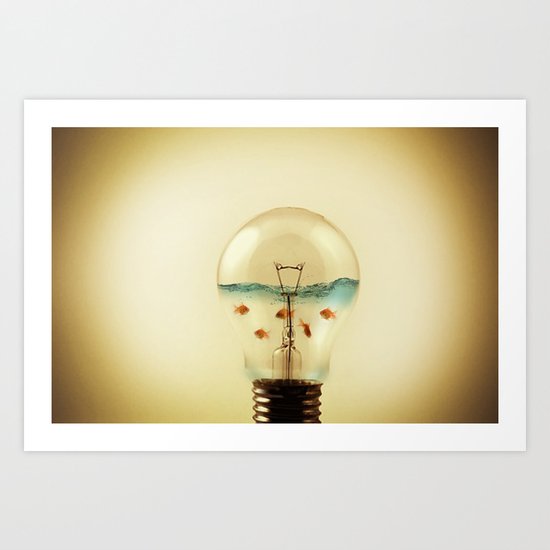 gold fish globe Art Print