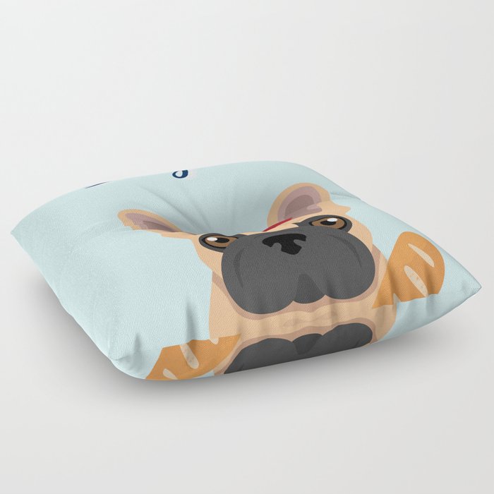 Bonjour, French Bulldog Frenchie blueGifts Floor Pillow