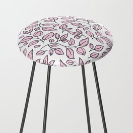 Sweet pink floral silhouette pattern Counter Stool