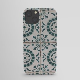 Green flower Portuguese tile/mosaic - Azulejo. iPhone Case