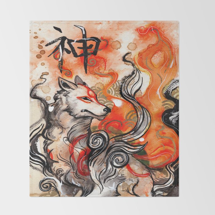 Okami Amaterasu Throw Blanket By Rubisfirenos Society6
