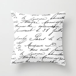 Antique French Script Throw Pillow