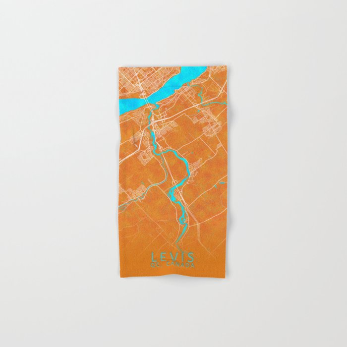 Levis QC Canada Gold Blue City Map Hand Bath Towel by City