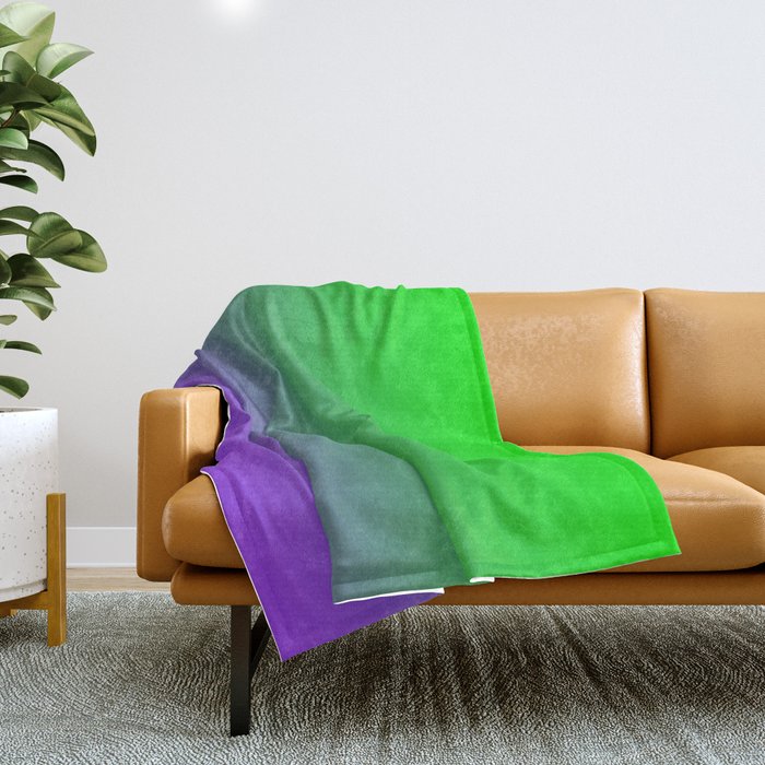 Purple and store green throw blanket