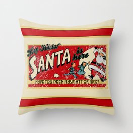 Naughty or Nice?, Vintage Santa Poster Throw Pillow