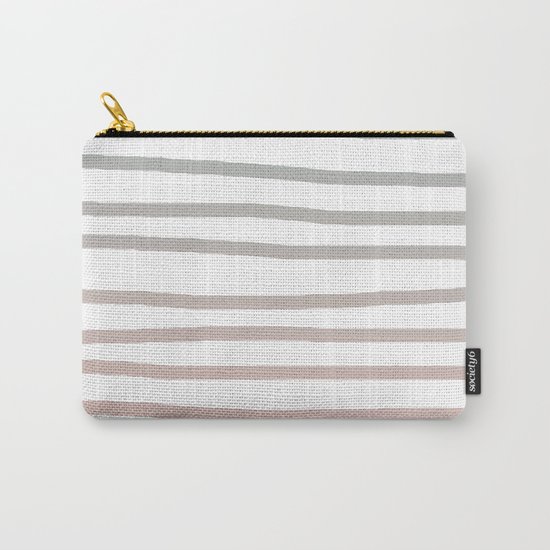 Simply Drawn Stripes in Coral Peach Sea Green Gradient Carry-All Pouch
