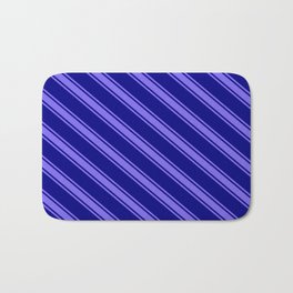 [ Thumbnail: Blue and Medium Slate Blue Colored Lined/Striped Pattern Bath Mat ]