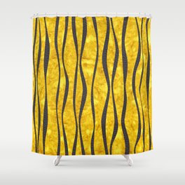 Golden black wavy pattern Shower Curtain