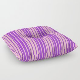 [ Thumbnail: Dark Orchid & Light Pink Colored Lined Pattern Floor Pillow ]