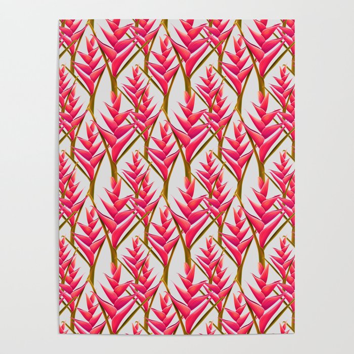 pink tropical floral pattern Poster