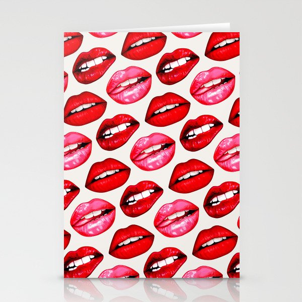 Lips Pattern - White Stationery Cards