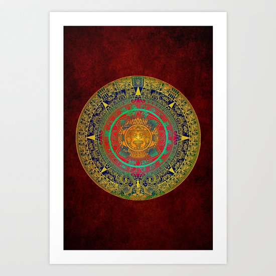 Aztec Sun God Art Print