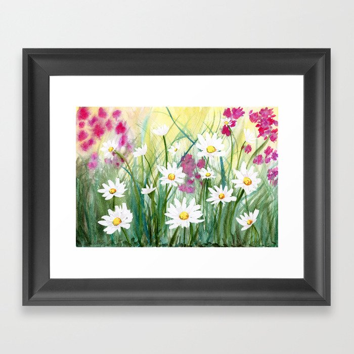 daisy field Framed Art Print