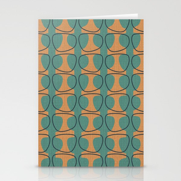 Mid Century Modern Abstract Ovals in Charcoal, Teal and Orange Stationery Cards