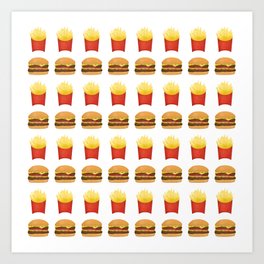 Burgers and Fries Pattern Art Print